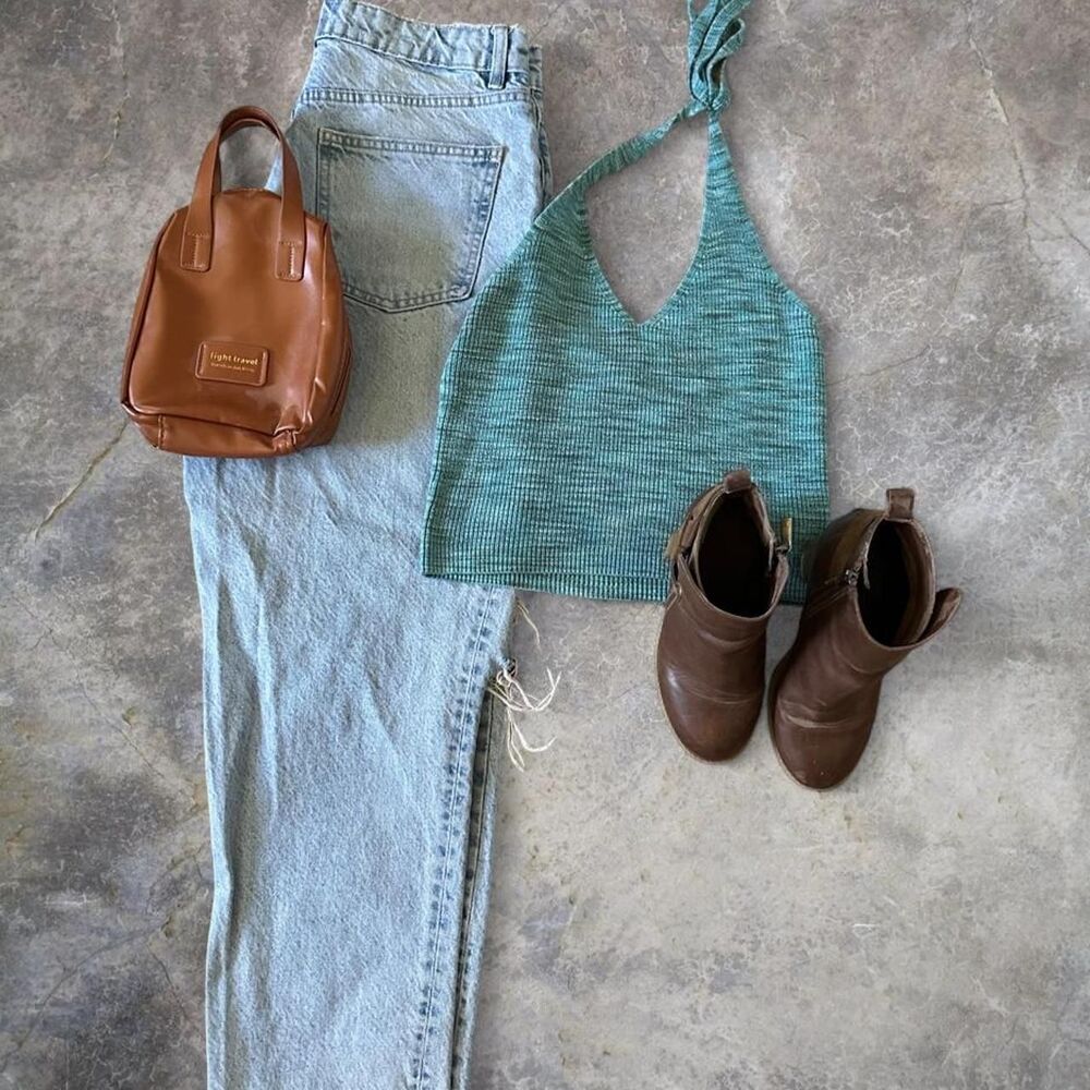 Y2K Knit Blue Halter Top